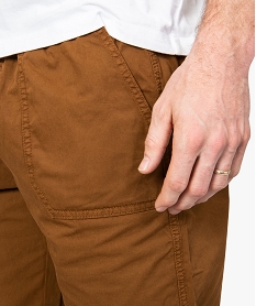 bermuda homme en toile unie a taille elastiquee orange shorts et bermudas9071201_2