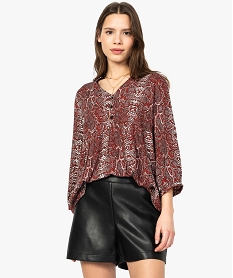 GEMO Blouse femme motif python à plis plats et fronces Imprimé