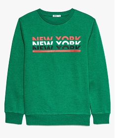 sweat garcon imprime tricolore poitrine en molleton doux vert9073601_1