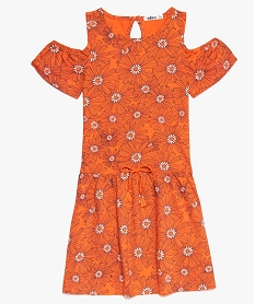 robe fille a epaules denudees froncee a la taille orange9074001_1