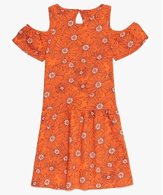 robe fille a epaules denudees froncee a la taille orange9074001_2