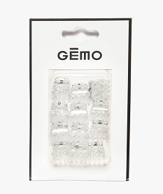 GEMO Pinces à cheveux femme forme crabe (lot de 12) Blanc