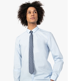 GEMO Cravate homme avec fins motifs Bleu