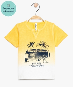 GEMO Tee-shirt bébé garçon avec motif camion sur lavant Jaune