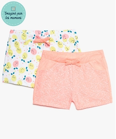 short bebe fille avec broderie anglaise (lot de 2) multicolore9076701_1