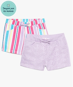 GEMO Short bébé fille avec broderie anglaise (lot de 2) Imprimé