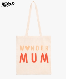 tot bag femme en coton biologique avec message  wonder mum beige9087801_1