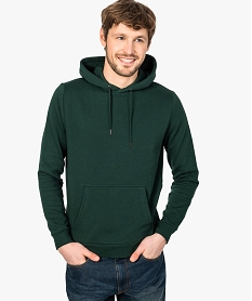 GEMO Sweat homme à capuche avec poche kangourou Vert