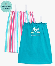 GEMO Robe bébé fille à bretelles et col froncé (lot de 2) Imprimé