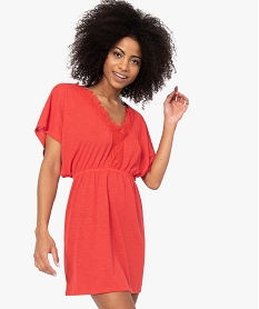 robe de plage femme avec col v et broderies rouge vetements de plage9090301_3