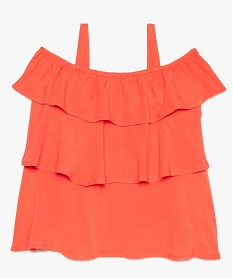 GEMO Blouse fille à volants avec bretelles et col Bardot 2-en-1 Orange