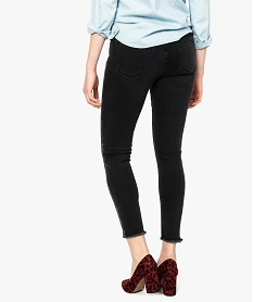 jeans femme skinny finition frangee a bandes imprimees python noir pantalons jeans et leggings9092601_3