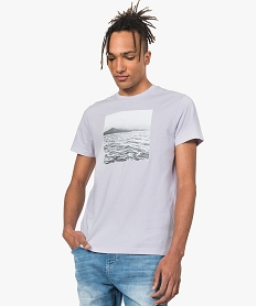 GEMO Tee-shirt homme avec motif océan façon photo Violet