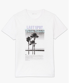 tee-shirt homme ave c motif palmiers et inscription palm beach blanc9093401_4