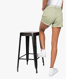 short femme en toile avec ceinture tressee style ethnique vert shorts9093701_3
