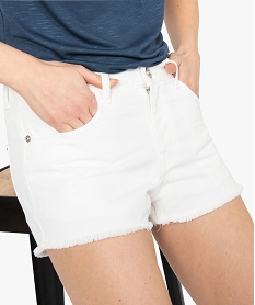 short femme en denim uni colore bord frange blanc shorts9094001_2