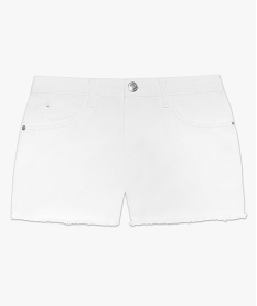 short femme en denim uni colore bord frange blanc shorts9094001_4