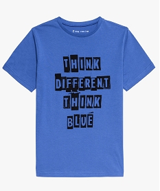 GEMO Tee-shirt garçon avec large inscription sur lavant Bleu