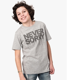 GEMO Tee-shirt garçon avec inscription Never Sorry Gris