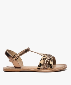 GEMO Sandales fille à brides métallisées et motifs Multicolore