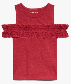 tee-shirt fille sans manches avec bande dentelle sur le buste rouge9099901_2