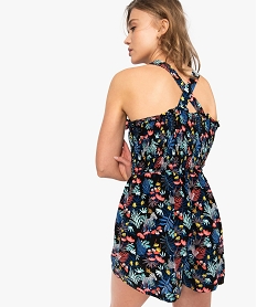 combishort femme a motifs fleuris et buste smocke noir9100701_3