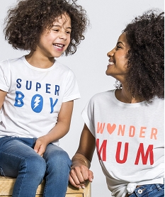 GEMO Tee-shirt garçon avec inscription Super Boy Blanc