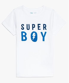 tee-shirt garcon avec inscription super boy blanc9101101_2