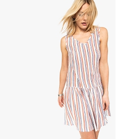 GEMO Robe femme sans manches à rayures multicolores Multicolore