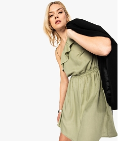 GEMO Robe femme à bretelles asymétriques Vert