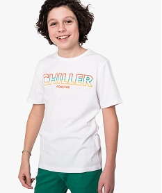 GEMO Tee-shirt garçon à manches courtes et inscription multicolore Multicolore