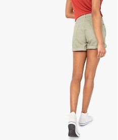 short femme en toile avec broderie en dentelle sur les poches vert shorts9104401_3