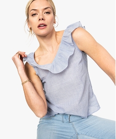 GEMO Blouse femme sans manches avec col à volants Multicolore