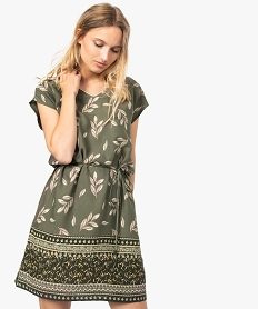 GEMO Robe femme imprimée forme loose avec ceinture à nouer Imprimé