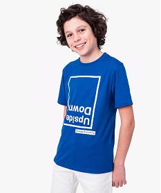 GEMO Tee-shirt garçon avec inscription inversée Bleu