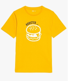 tee-shirt garcon avec motif burger sur lavant jaune9105501_1