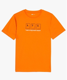 tee-shirt garcon avec inscription sur lavant orange9105701_1