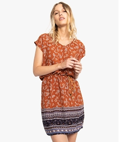 GEMO Robe femme imprimée forme loose avec ceinture à nouer Imprimé