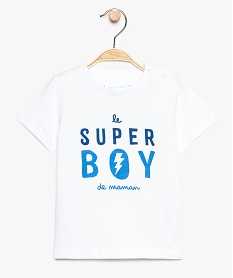 GEMO Tee-shirt bébé garçon Le super boy de maman Blanc