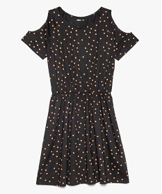 GEMO Robe fille à manches courtes avec épaules dénudées noir standard