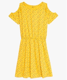 robe fille a manches courtes avec epaules denudees jaune9107001_1
