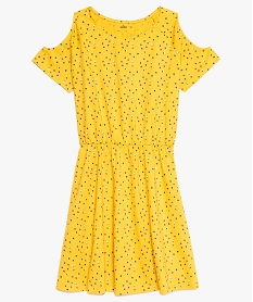 GEMO Robe fille à manches courtes avec épaules dénudées jaune standard