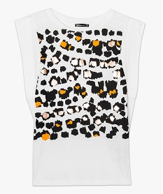 tee-shirt femme sans manches avec imprime leopard devant blanc9107601_4