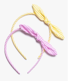 GEMO Serre-tête fille rayé avec noeud en toile (lot de 2) Multicolore
