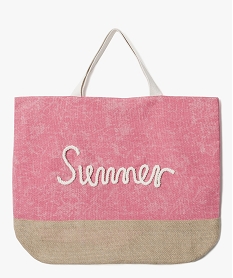 sac cabas pour femme en toile avec inscription en corde rose9110401_1