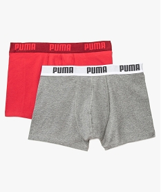 GEMO Boxer homme en coton stretch avec ceinture imprimée (lot de 2) - Puma Rouge