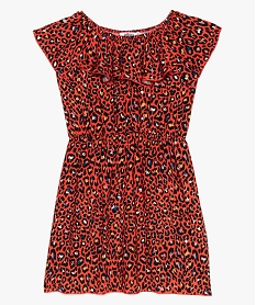 robe fille imprime leopard multicolore a col bardot multicolore9117901_1