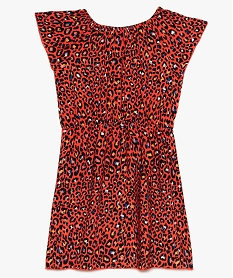 robe fille imprime leopard multicolore a col bardot multicolore9117901_2
