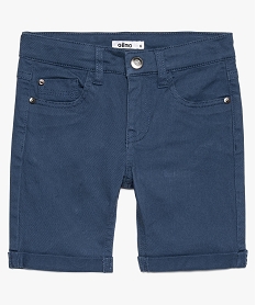 GEMO Short garçon en slub twill stretch à revers bleu standard