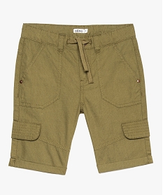 GEMO Bermuda garçon en toile avec revers cousus et surpiqûres kaki standard